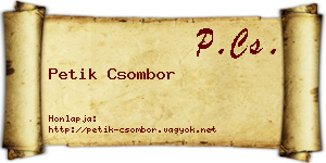 Petik Csombor névjegykártya